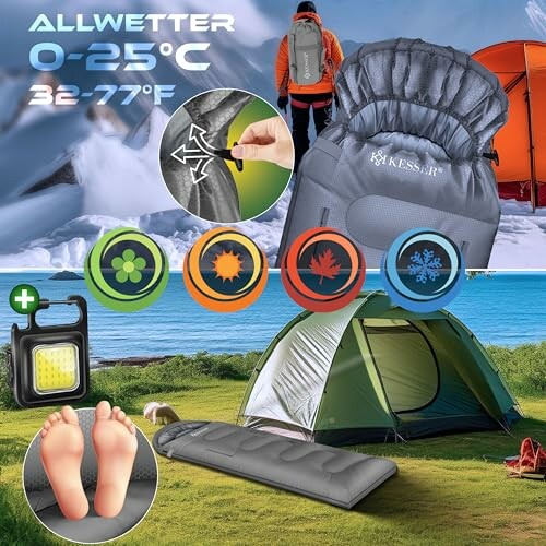 Vielseitiger Camping-Schlafsack für alle Wetterbedingungen