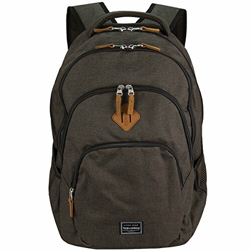 Brauner Rucksack mit mehreren Fächern.