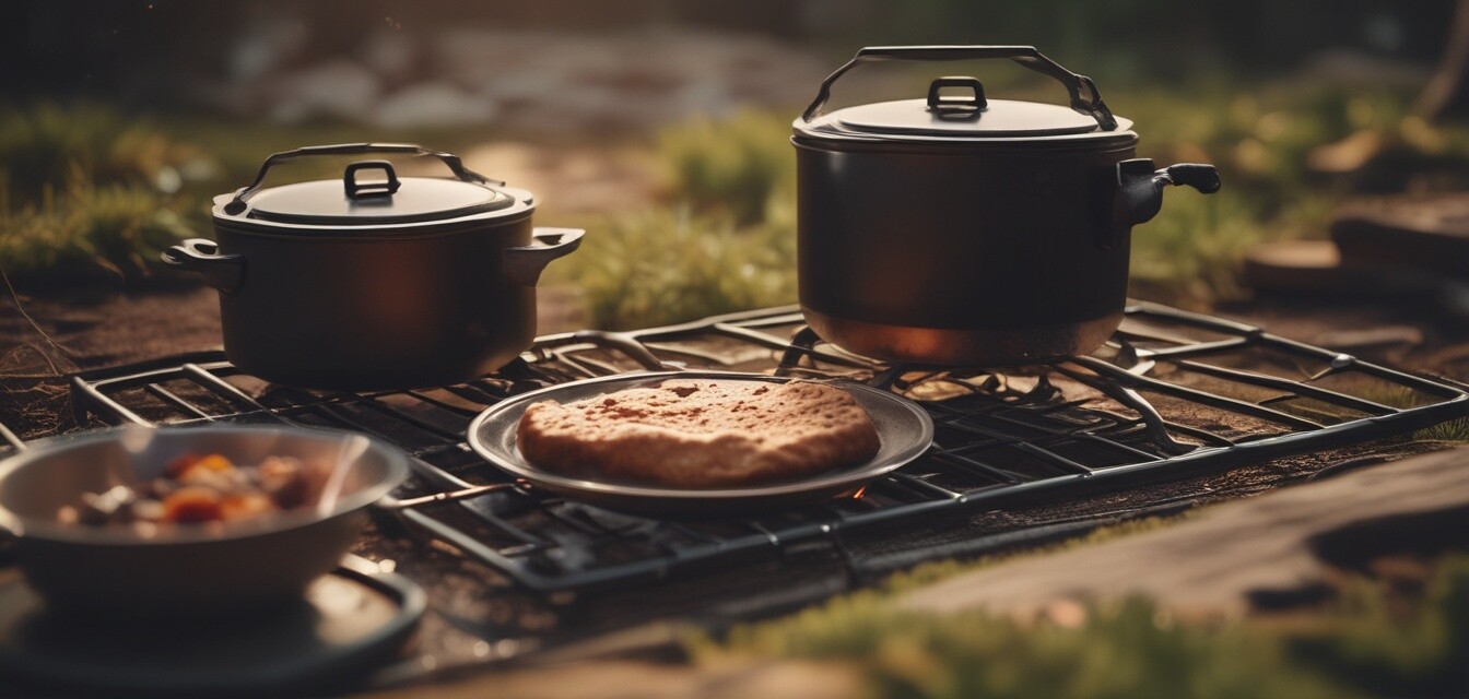 Camping stove in use outdoors