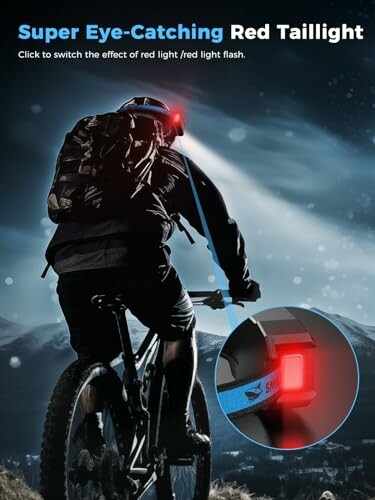 Radfahrer mit rotem Rücklicht in der Nacht