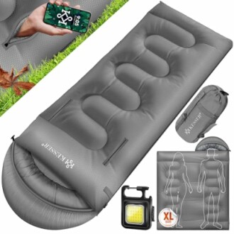 Aufblasbare Schlafmatte mit Smartphone und LED-Licht