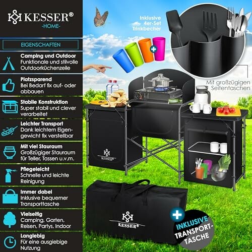 Kesser Campingküche mit Transporttasche und Zubehör.