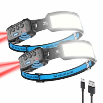 Zwei LED-Stirnlampen mit USB-Kabel