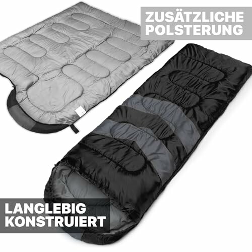Schlafsack mit zusätzlicher Polsterung und langlebiger Konstruktion.