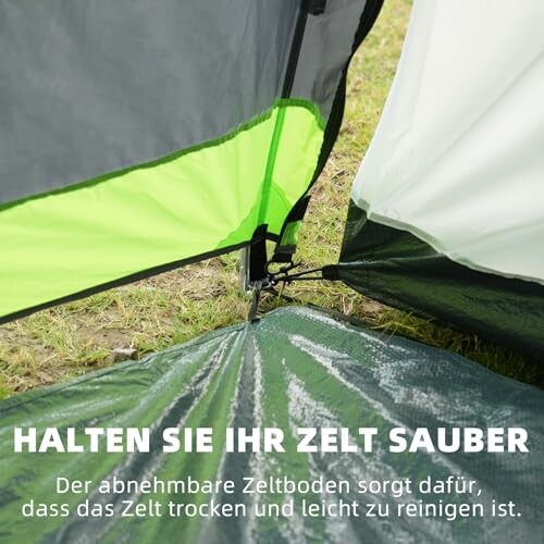 Abnehmbarer Zeltboden für einfache Reinigung.