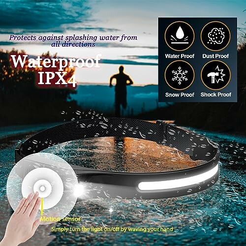 Wasserdichte Stirnlampe mit IPX4-Schutz